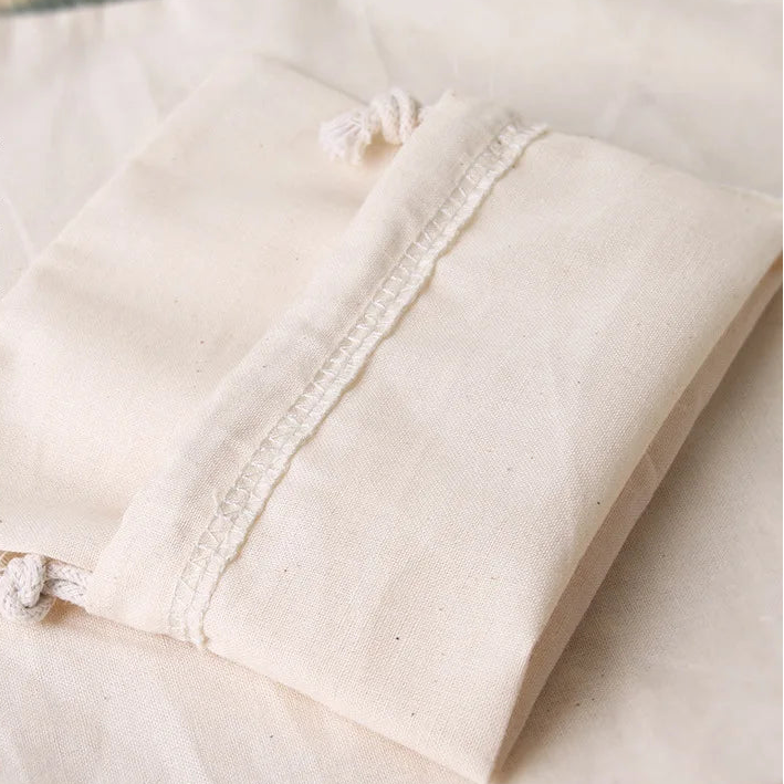 MoolWrap Jute Cotton Bags with Drawstring - 10 Pcs